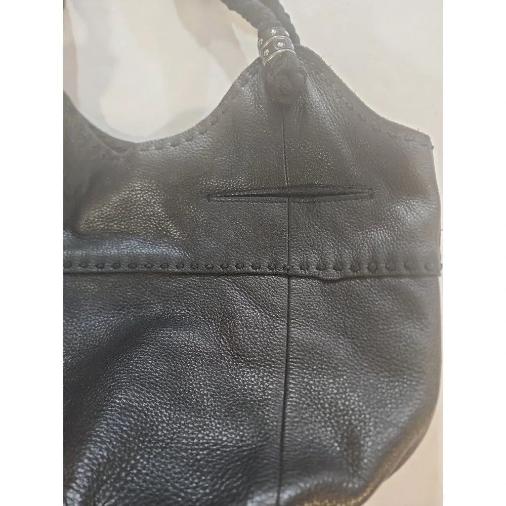 The‎ Sak Indio Black Leather Hobo Bag Braided Strap Boho Slouchy Shoulder Purse